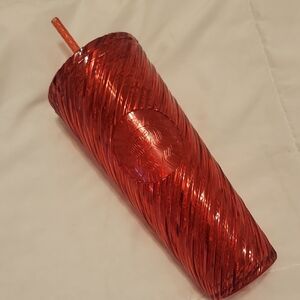 Red Tumbler with Straw